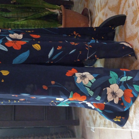 Nannette Lepore Dark Navy Floral Print Patio Maxi Button Up Dress NWT - Picture 6 of 14